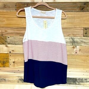 Doe & Rae size large red, white, blue color block soft and stretch cotton tank